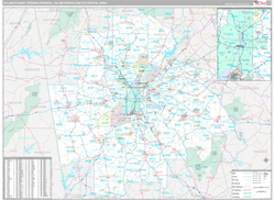 Atlanta-Sandy Springs-Roswell Metro Area Wall Map Premium Style 2024